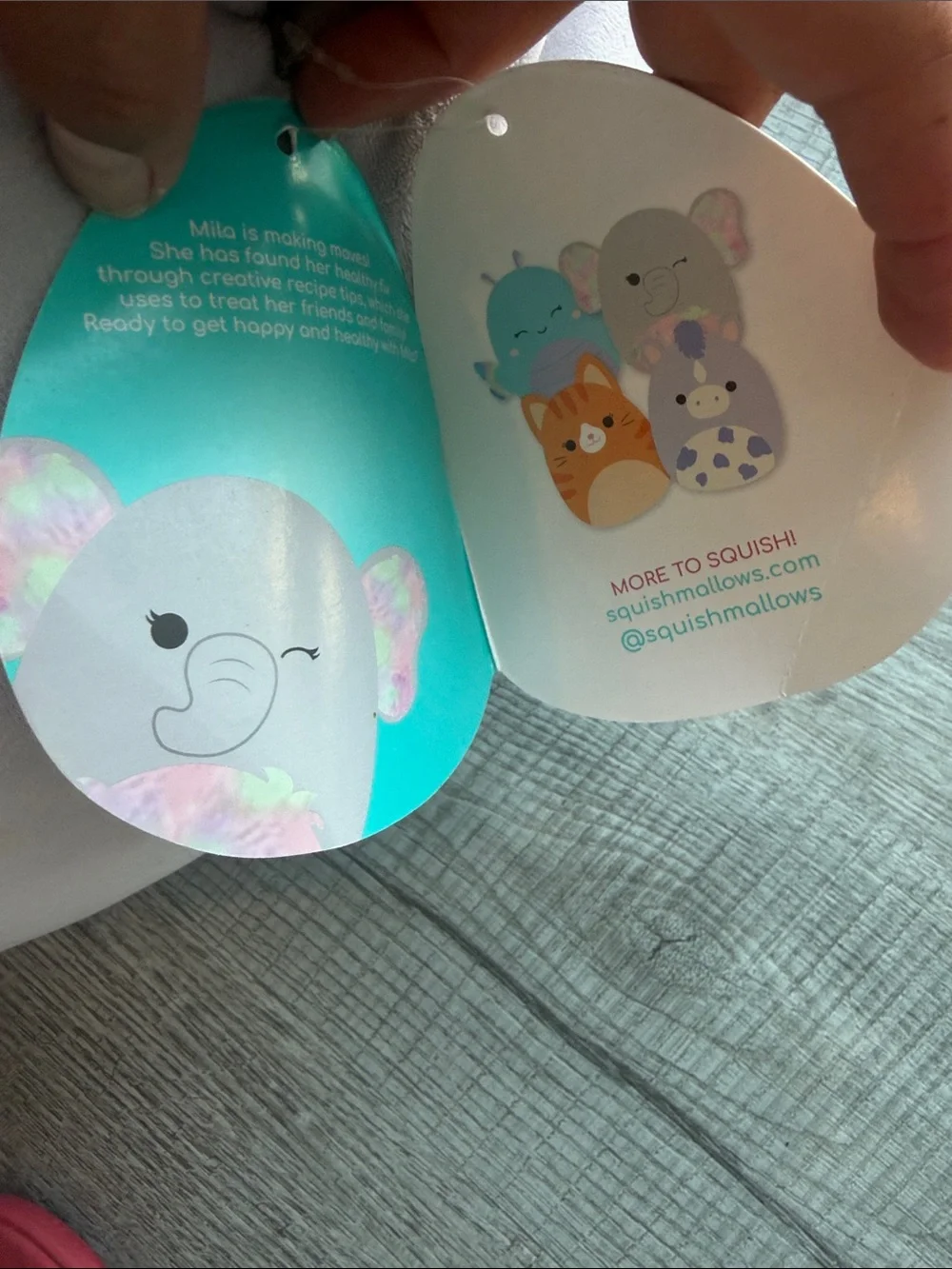 Squishmallows Milo Elephant Plush - Light Gray with Pastel Rainbow Accents